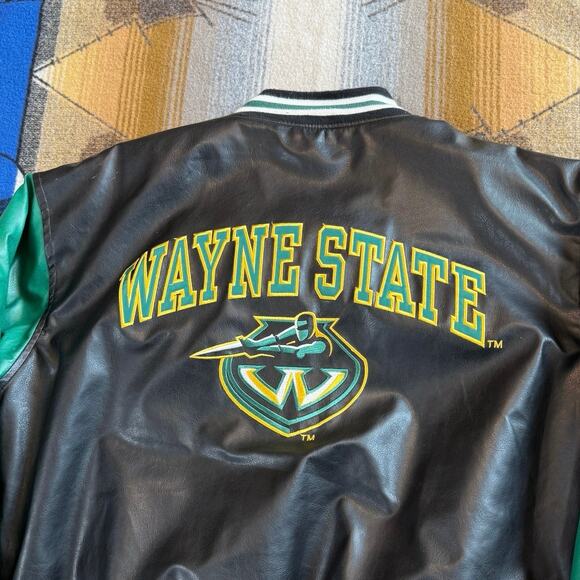 Vintage 90s Wayne State Warriors Steve & Barry’s Bomber Varsity Jacket Medium - Picture 8 of 11